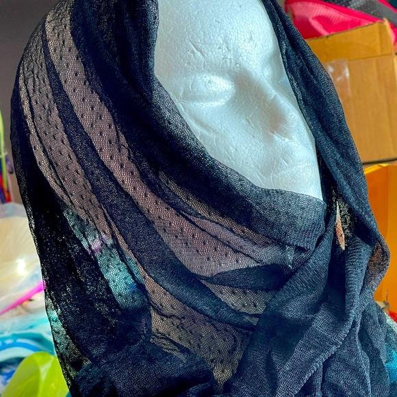 scarf raw hem LACE mesh sheer vintage - Picture 3 of 5